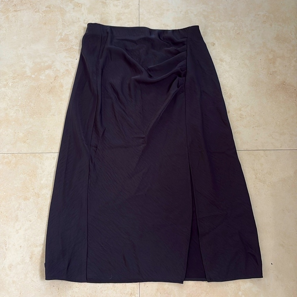 A New Day Black Midi Skirt with Front Slit - Size S